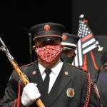 Photo by Alex Bruell 
The ceremony began with the Posting of the Colors by the Honor Guard and Pipes & Drums.