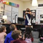 Photo by Alex Bruell 
The afternoon of Jan. 24, second graders in Lynda Smiths Mountain Meadow Elementary school grilled Ella Roehr with questions like: Do you like cake? Whats your favorite color? and Do you have a brother? during Roehrs visit to the class. Smith is one of Ellas former elementary school teachers.