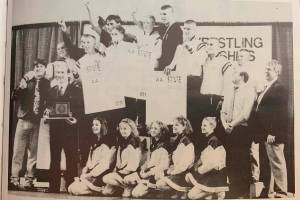 Then-Buckley High Schoo's 1995 wrestling team earned its first state title in 1995, thanks to Scott Tugb, Chris Hahto, Jason Parlari, John Fields, B.J. Haugen, Corey Cooksey, Pat Ming, and Jerome Dickson. Contributed photo