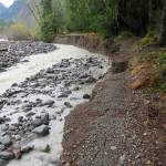 The washout of the Carbon River Trail (former road) within Mount Rainier National Park. Photo courtesy the National Park Service