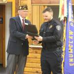 Photo by Ray Miller-Still 
Several first responders were also honored at the Feb. 24 VFW meeting, including Corrections Officer Tyler Ewalt of the Enumclaw Police Department, who received the Police Officer of the Year award.