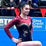 Enumclaw High's Julia Carter completes her routine in the floor exercise during Friday's state gymnastics championships. Photo by Kevin Hanson