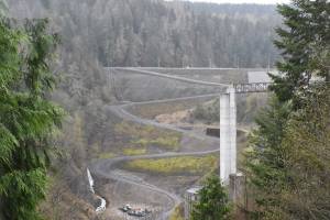 Anyone who has visited Mud Mountain Dam is familiar with this view from the observation platform. In a COViD world, the area is now off-limits, but the area’s Rim Trail, which begins just outside the park gates, is open for visitors. Photo by Kevin Hanson