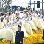 The Daffodil Festival Princesses parade down South Meridian in Puyallup. Photo by Alex Bruell
