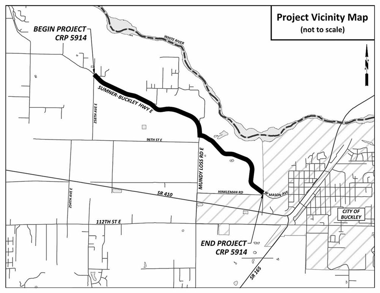 Prep work on the Sumner-Buckley Highway begins April, and resurfacing on April 11. Image courtesy Pierce County