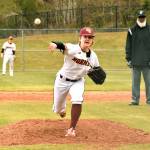 White River sophomore Finn Still delivers during the early stages of a recent Hornet game on the Buckley campus. The squad has a busy week if the weather allows, hosting the Franklin Pierce Cardinals today (Wednesday) and traveling to Fife for a Thursday game against the Trojans before Fridays Battle of the Bridge showdown against Enumclaw. Fridays contest for Plateau bragging rights will be played at White River beginning at 4 p.m. Photo by Kevin Hanson