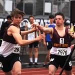 White River runners make the final handoff in the 4x100 relay at the state Class 2A track and field championships. Photo by Michael Dashiell, Sequim Gazette.