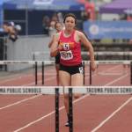 Ellie DeGroot is your Class 2A state champion in the 300- and 100-meter hurdles. She set personal records in both events at the track and field championships last week. Photo by Michael Dashiell, Sequim Gazette.