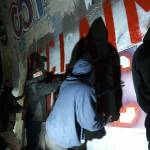 Michael Colton Brown and several other Patriot Front members allegedly came to the Enumclaw area to practice their stenciling under a bridge. Photo metadata from the event shows the bridge to be located in the Kanaskat area outside Black Diamond, but the Courier-Herald was unable to independently locate the bridge. Photo provided by Unicorn Riot