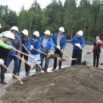 Photo by Alex Bruell 
Ten Trails, Toll Brothers and Black Diamond officials perform a show ground-breaking Tuesday at the site of Regency, an upcoming 55-and-older community of about 400 homes at Ten Trails in Black Diamond.