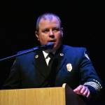 Fire Chief Eric Skogen speaks during the graduation ceremony.