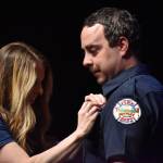 Aaron Montgomery is pinned during the ceremony.