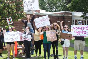 Local residents, young and old, rallied at Enumclaw City Hall June 30 to advocate for abortion choice. Photos by Ray Miller-Still