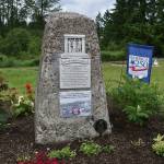 The stone pillar shown here was originally donated by Palmer Coking Coal Co. to the City of Black Diamond, which then donated it to the Never Forget Garden, pictured here on Saturday, June 8. Photo by Alex Bruell.