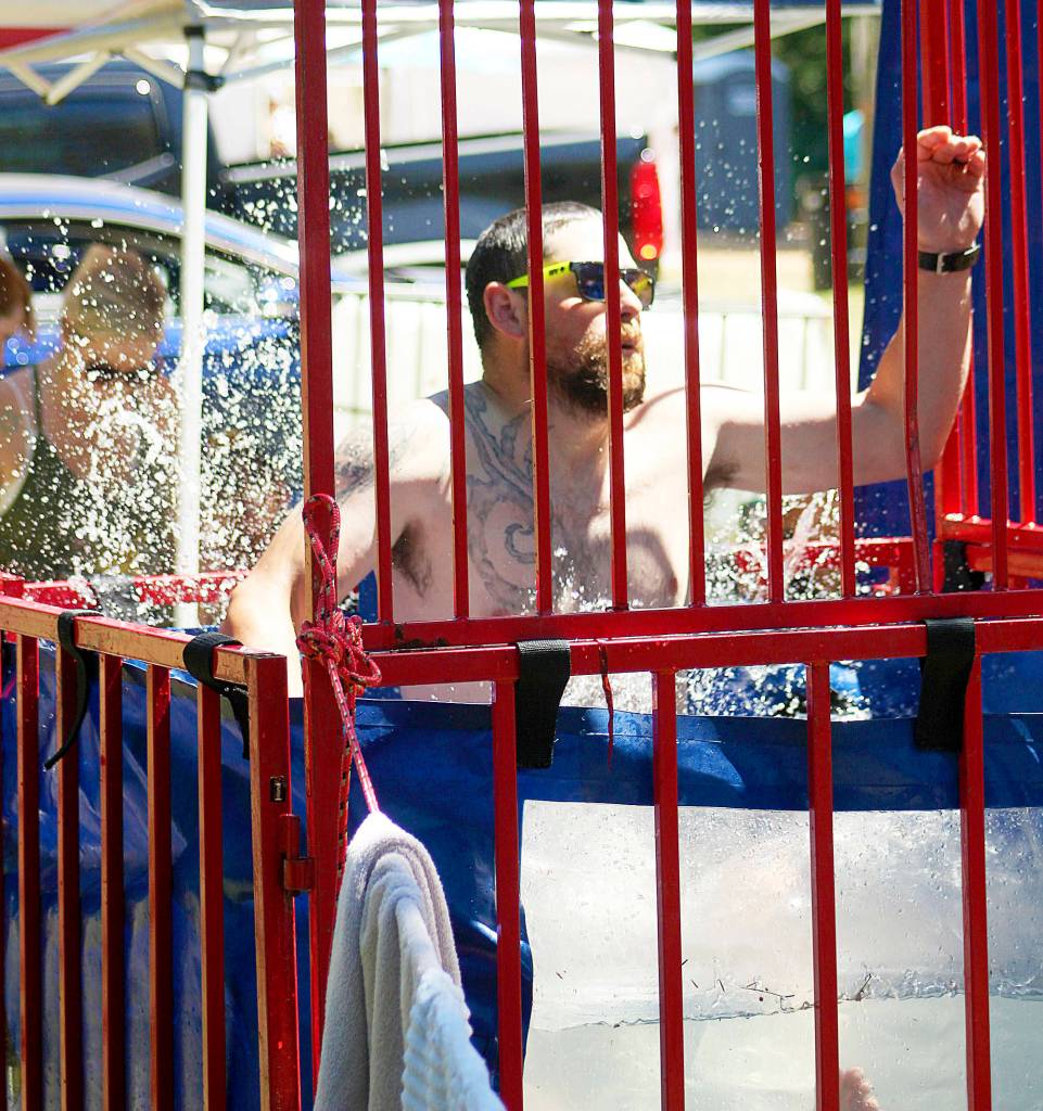 The dunk tank provided some relief from the sun Saturday at the handcar races. Photo by Ray Miller-Still