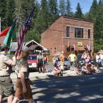 The local boy scouts troop makes their way down Wilkeson during the parade. Photo by Alex Bruell