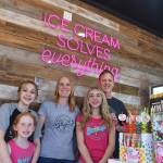 Photo by Alex Bruell
The Rattray family, from left to right: Maddin and Addison, April, Kaitlin and Bill pose for a photo at their new ice cream shop in Buckley.