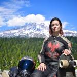 Marcie Morgan, downhill skateboarder, poses for a picture at the Mount Rainier National Park on Friday, Aug. 12.