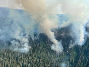 This image of the Goat Rocks Fire was shared by the U.S. Forest Service Monday.