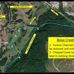 In order to free up room for salmon, Boise Creek will be rechanneled and restored along the edge of the Enumclaw Golf Course. This will not only provide shade for the salmon, which is vital for their survival upstream, but also keep the creek from flooding the golf course, which has resulted in some holes being closed in the past. Image courtesy the city of Enumclaw
