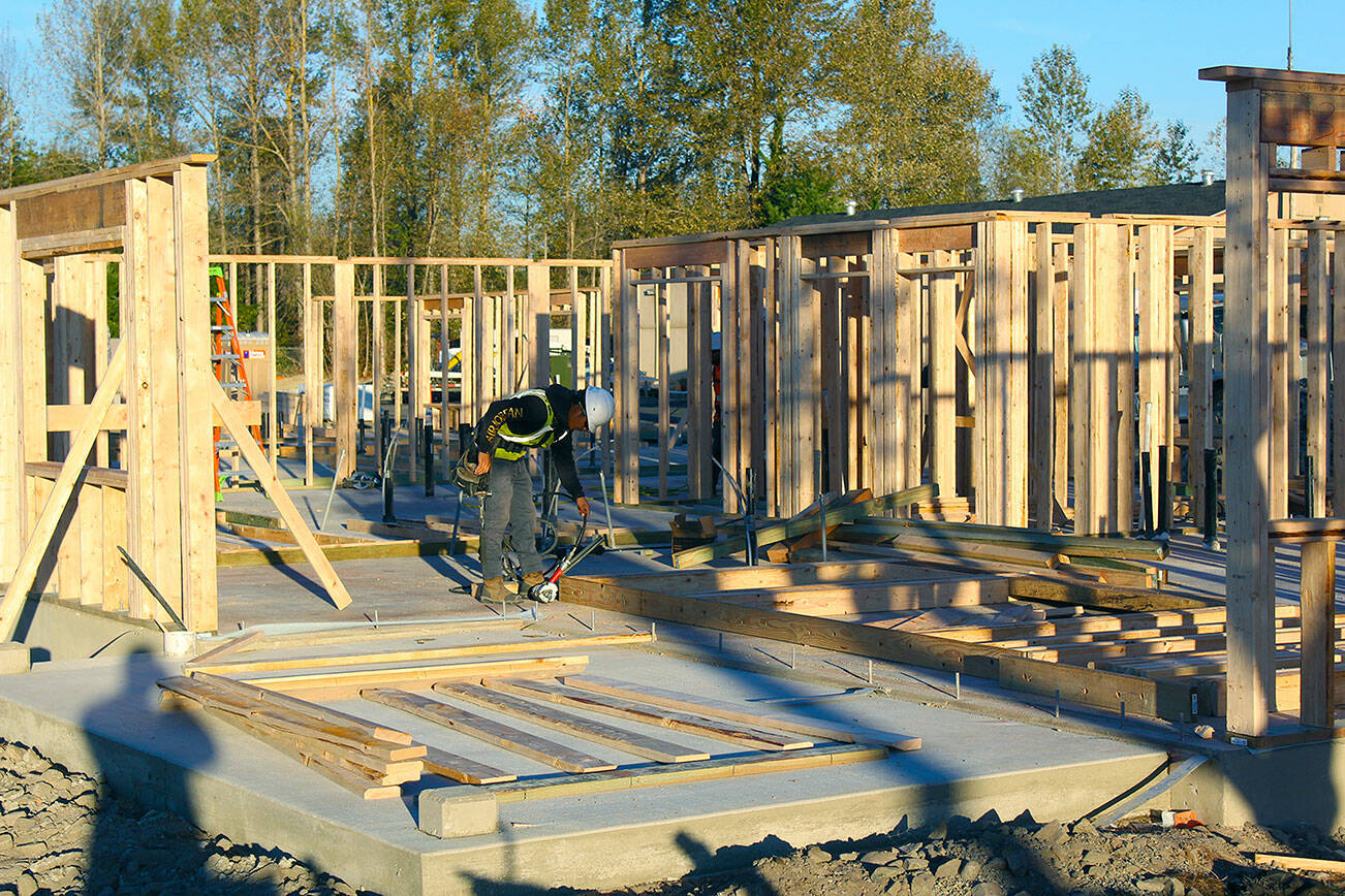 There are numerous housing projects around Enumclaw; some are still in the preliminary planning process, while others are under active construction, like this apartment complex located behind Grocery Outlet. Photo by Ray Miller-Still