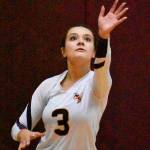 The regular season ends Thursday night for local teams and its a big one, as Enumclaw High will invade the White River gym. Both are near the top of the standings and will soon be taking part in postseason play. In this photo from two weeks ago, White Rivers Ava Froemke prepares to serve during a Hornet victory. Photo by Kevin Hanson