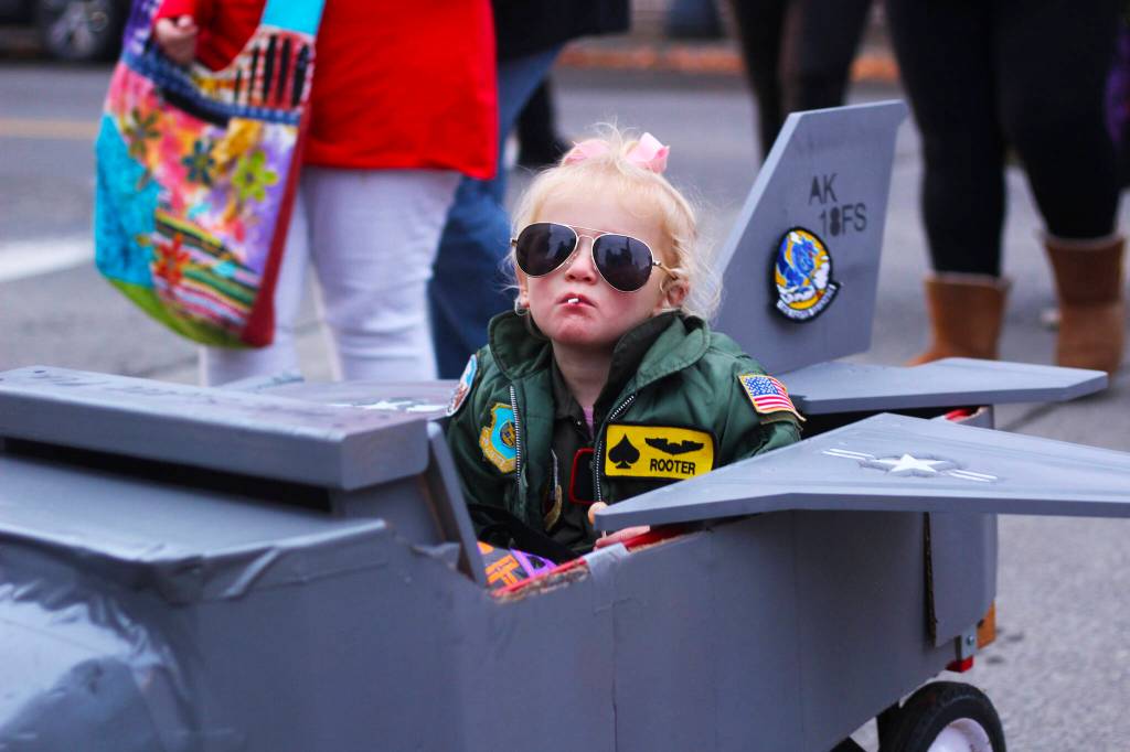 A tough-looking fighter pilot is ready for her next destination. Photo by Ray Miller-Still.