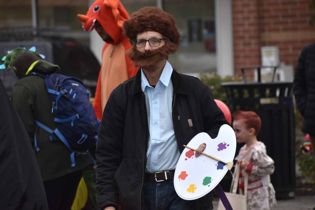 There are no mistakes, just happy accidents; but this Bob Ross costume was on point Monday afternoon. Photo by Alex Bruell.