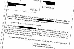 The Enumclaw Middle School student who threatened a school shooting recently has been charged with a felony. As the Courier-Herald does not normally identify minors charged with a crime, this court documents has been redacted.