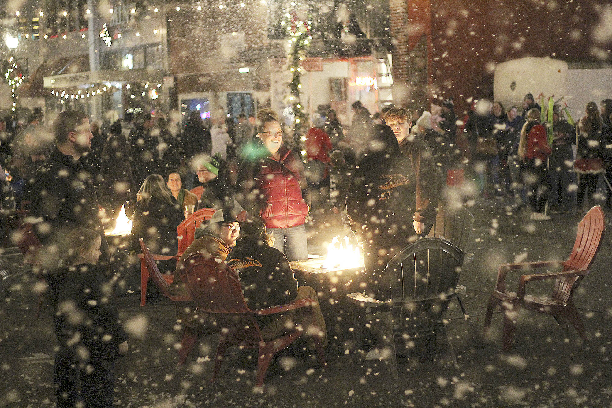 Snow will be falling on Cole Street every Friday and Saturday through January, so long as the weather is fair. Dress warmly! Photo by Ray Miller-Still