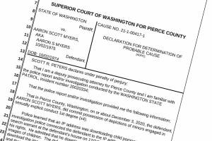 Aaron Myers was charged with four counts of child porn possession in February 2021; his trial is scheduled to start this January.