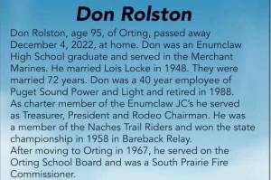 Don Rolston died Dec. 4, 2022 at the age of 95.