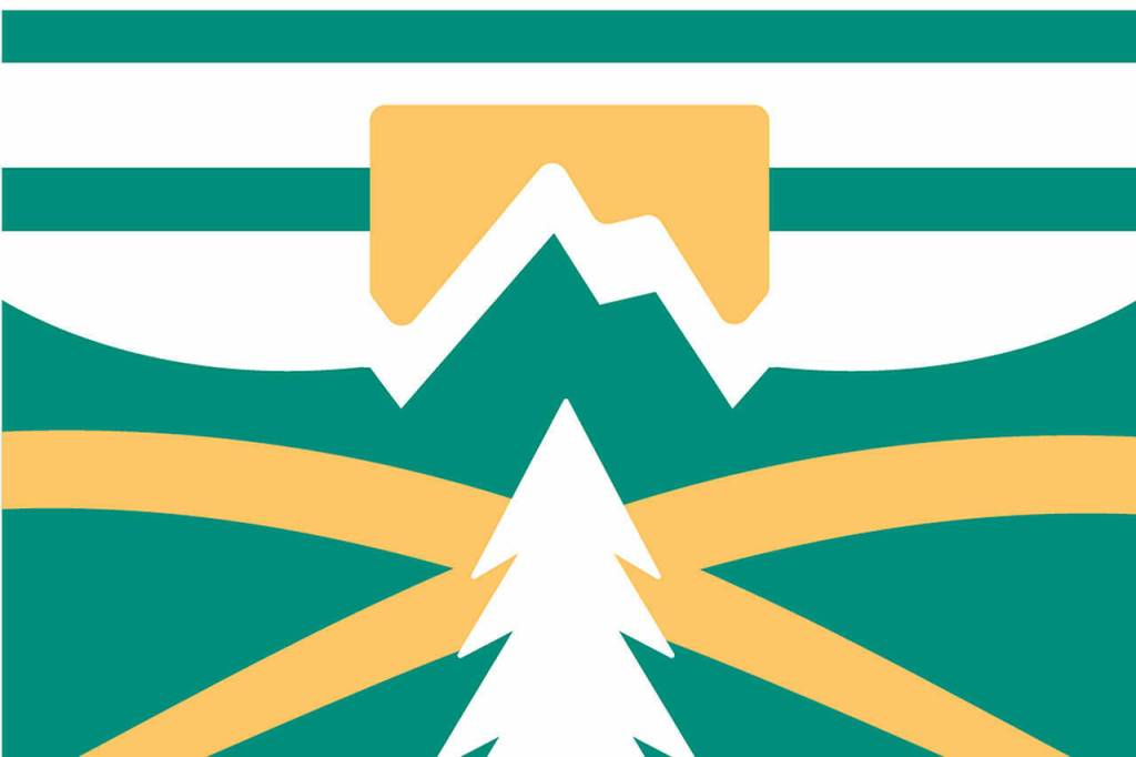 Enumclaws new municipal flag is packed with symbolism, from the green to represent the nature that surrounds the city, the golden arches to represent the history of farming, and Enumclaws most famous landmark, Mt. Rainier.