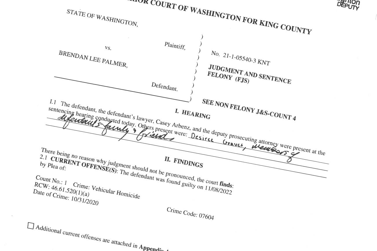 Brendan Lee Palmer was sentenced to nearly seven and a half years for vehicular manslaughter and reckless driving.