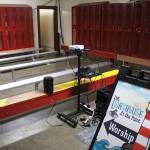 The Petes Pool stadium locker rooms are small. Pictured here is the away teams locker room, which is often rented out by the Enumclaw Expo Center to other groups, like this church, when not in use. Photo by Ray Miller-Still