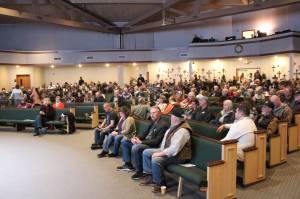 Hundreds of concerned citizens attended last week's meeting about Garden House, the Less Restrictive Alternative group home for Level 3 sex offenders being released from McNeil Island to Garden House, operating outside the city of Enumclaw. Photo by Ray Miller-Still