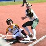 White River's Kennedy Selander, pictured here scoring a run during district action last spring, will be found at second base for the Hornets. Now a junior, she was a first team, all-league selection a season ago. Photo by Kevin Hanson