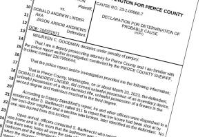 Linder has been charged with unlawful possession of an incendiary device, unlawful possession of a short-barreled rifle, unlawful possession of a firearm in the second degree, and malicious mischief in the third degree.