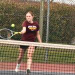 PHOTO BY KEVIN HANSON 
White River High senior Ava Steffen has been a mainstay in singles action for the Hornets. Here, she returns a serve during a March 30 match against Enumclaw.