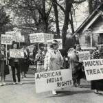 Muckleshoot tribe members protesting Washington states violation of their fishing rights in the 1960s. Photo courtesy muckleshoot.nsn.us