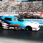 Photo courtesy NHRA-National Dragster
Pictured is the car Mac Attack right before taking off in the final race at the at the Lucas Oil Winternationals. If you look closely, you can see the back tire compressing against the pavement (the wavy lines) before the car launches at 233 miles per hour.