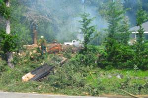 Lightning hit a tree off Roberts Drive in Black Diamond last night around 11 p.m. Photo courtesy Michael Primm