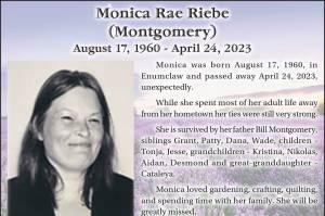 Monica Rae Riebe died April 24, 2023 at the age of 62.