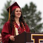 Student speaker Maria Pitzer, referred to as the best hyper person ever by principal Rod Merrell.