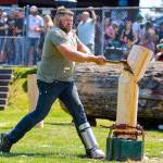 Dan Huizenga powered through the standing block chop, but his efforts were not enough to put him in the top three times. Photo by Ashley Britschgi
