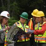 Rep. Kim Schrier (far left) and National Park Service Director Chuck Sams (to her left) met at Mount Rainier National Park last Monday to review the two major construction projects. Photo courtesy NPS