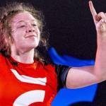 Shelby Moore, in red, and Payton Stroud, below, continue to dominate the wrestling mat at McKendree University. Contributed photos