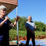 Photo By Joshua Solorzano/Sound Publishing
Black Diamond Mayor Carol Benson and Oakpointe Communities CEO Brian Ross giving speeches before the ceremonial groundbreaking for the new Lawson Hills Fire Station.