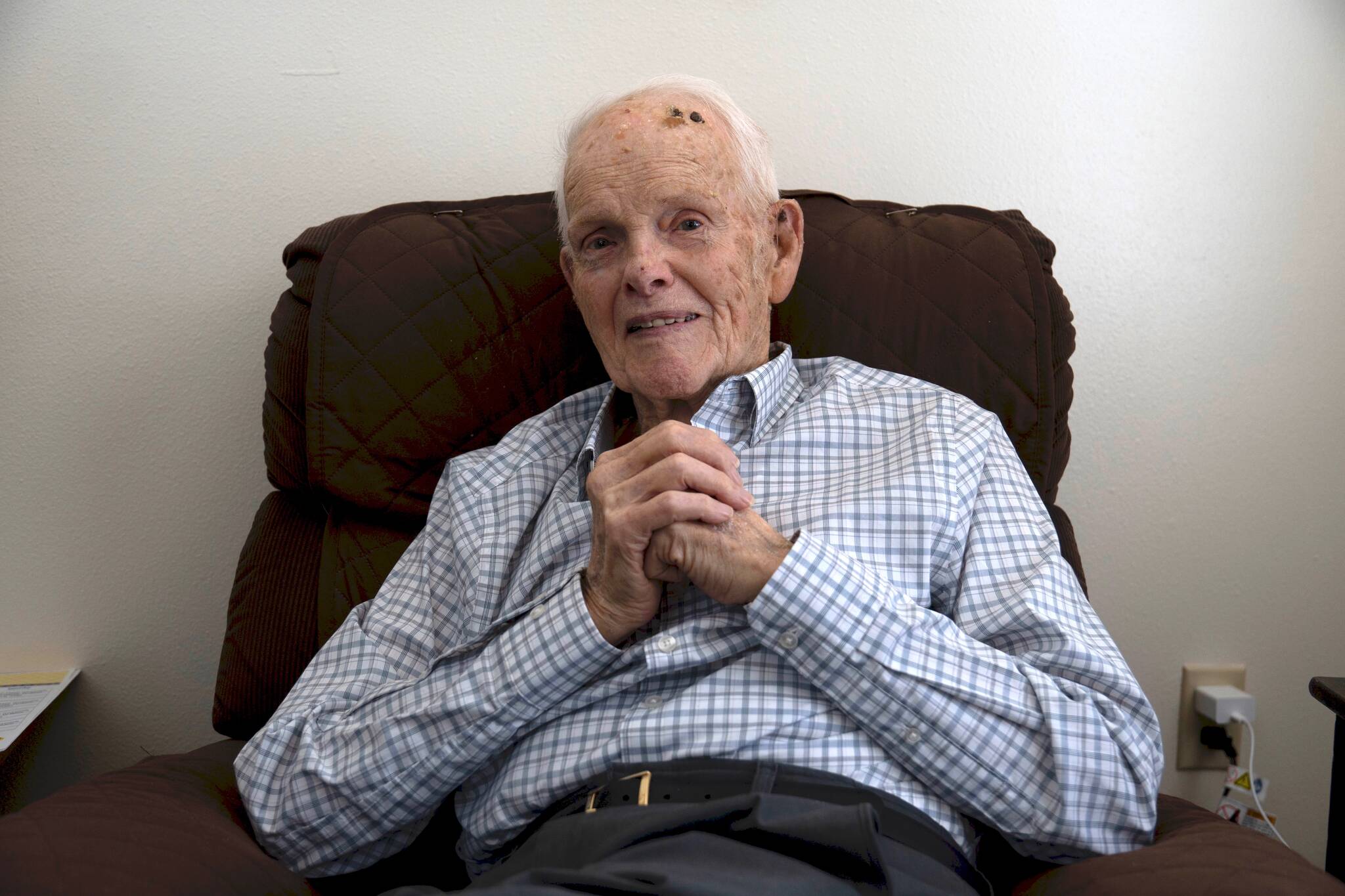 Photo By Joshua Solorzano//Sound Publishing
Bill Connell poses for a portrait the week of his 100th birthday.