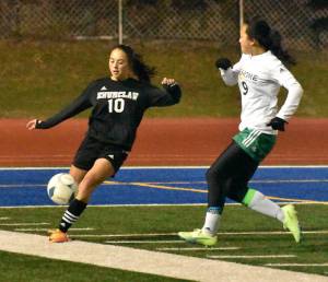 EHS soccer player Josie Schampera, last year's all-league, is returning to the team as a senior. Photo by Kevin Hanson